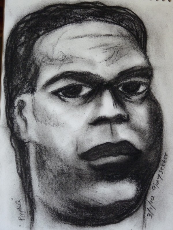 The portrait of Poyka in Charcoal on Paper by Ajay Sekher