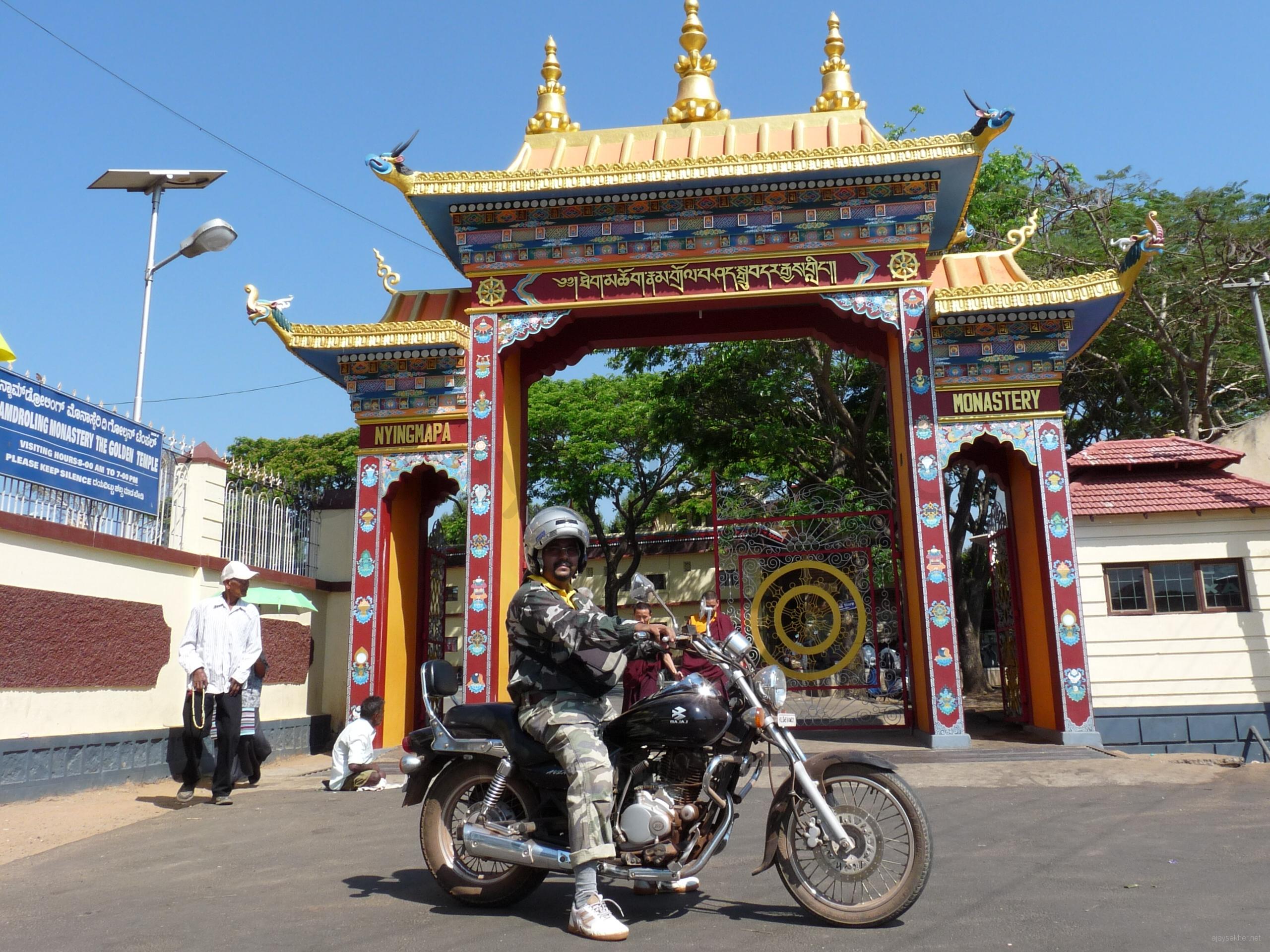 Before the gate of Golden Temple, Bylakupe, Kushalnagar, Kodagu.