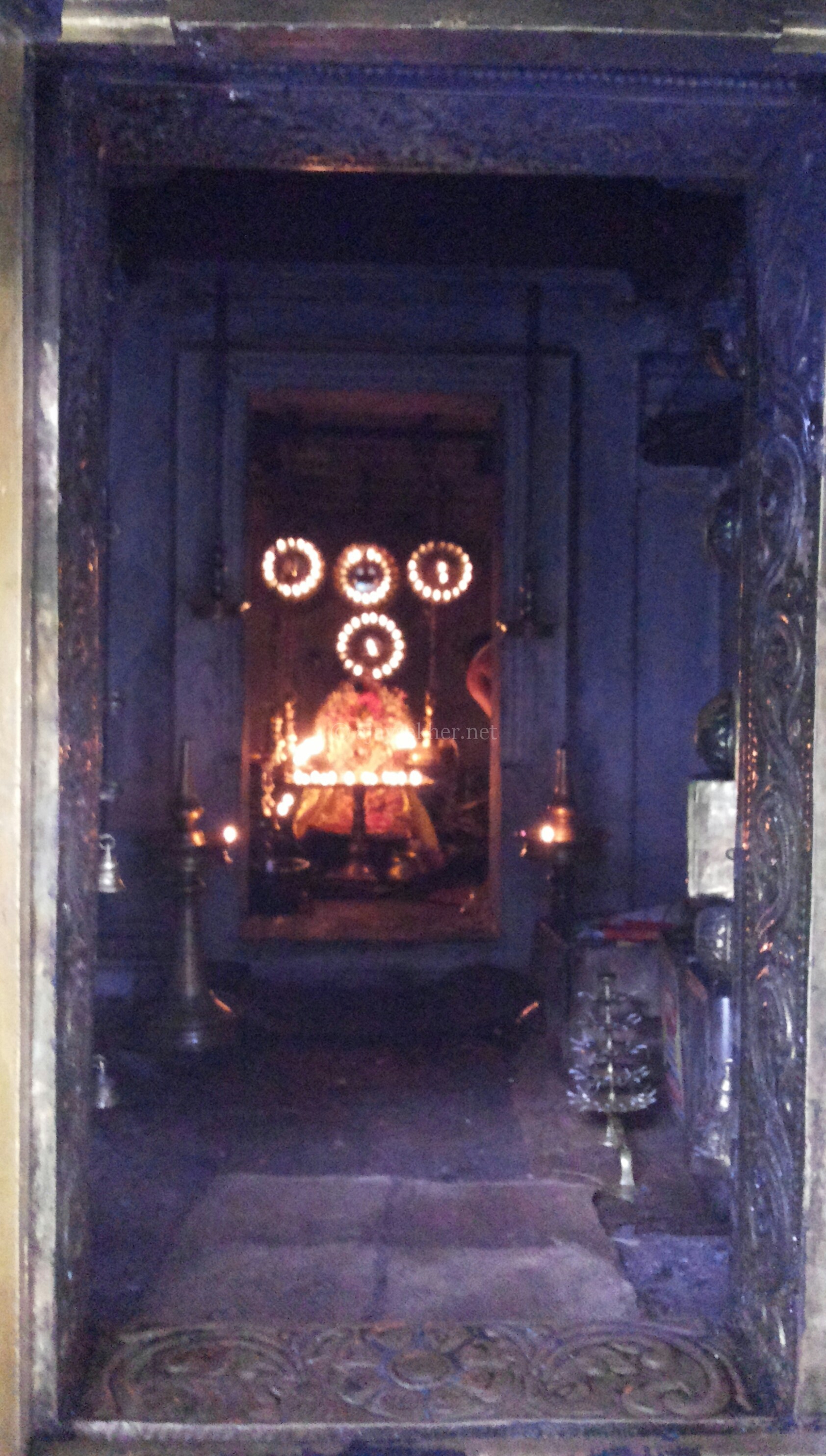 The present deity called Bhagavati in the central shrine originally built by Pallybanar for Mahamaya