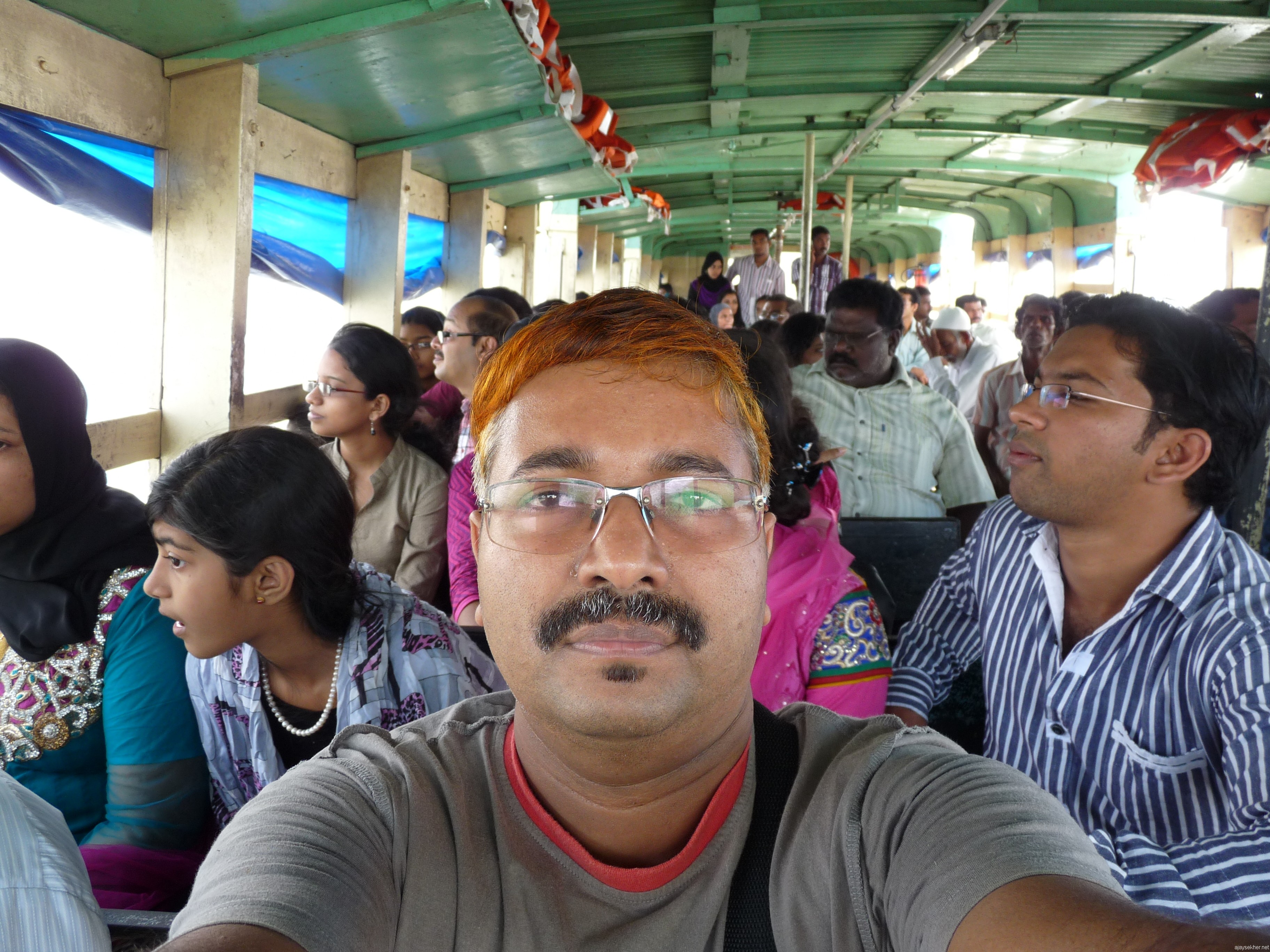 On the ferry boat from Ernakulam to Fort Kochi for the Biennale