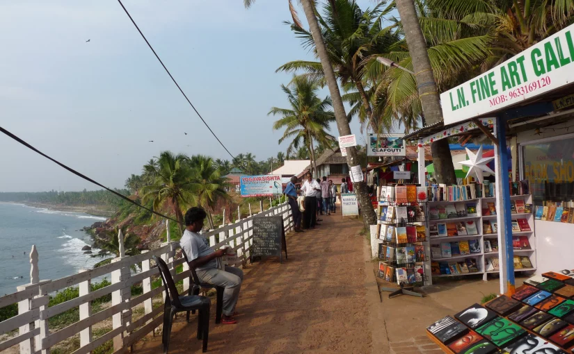 Bounty of nature and culture; popular book shops and art galleries on the Varkala cliff awaiting travelers from across the globe.