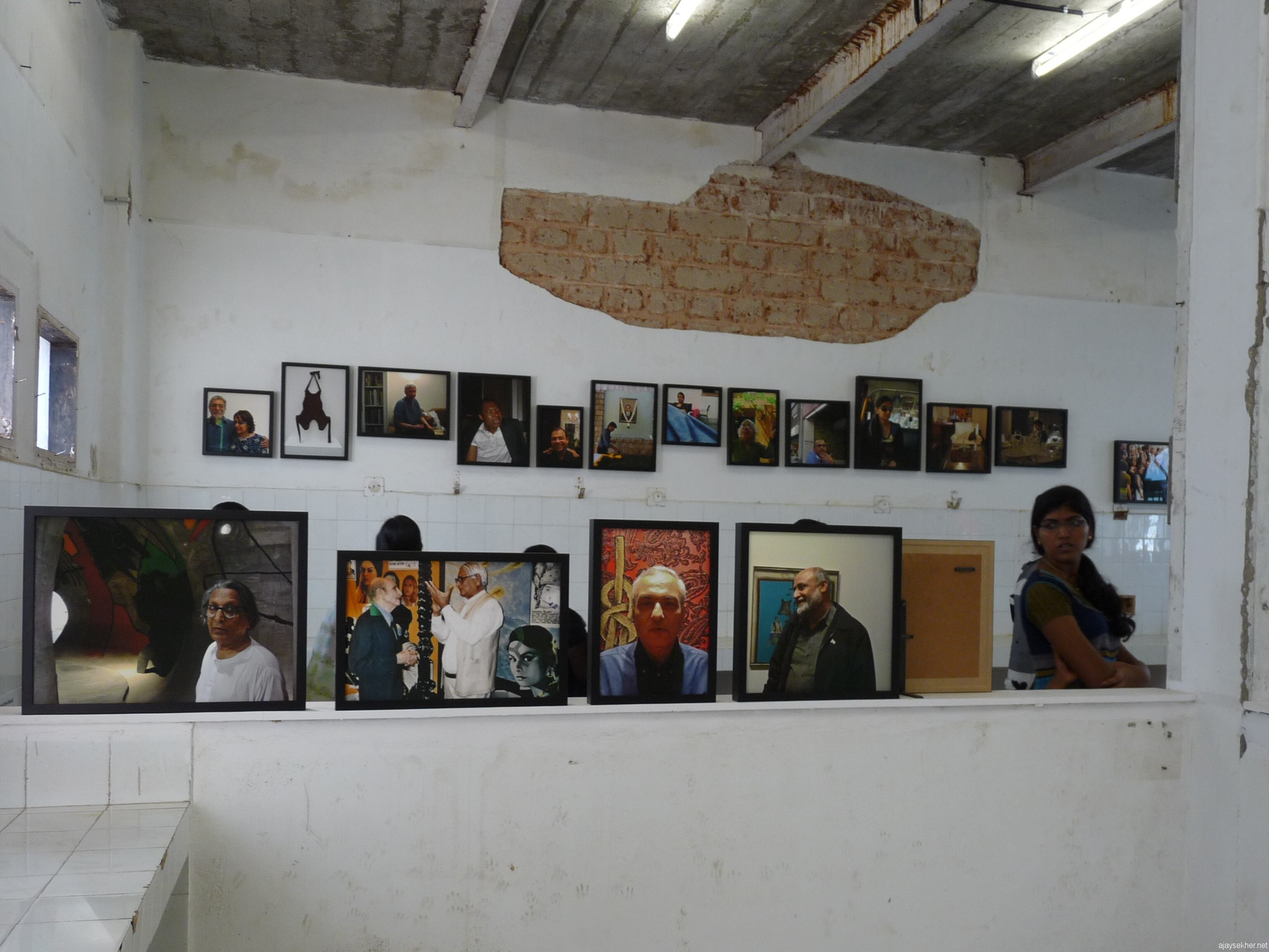 Distinctly displayed and curated photographs by Atul Dodiya in the lab of Aspinwall.
