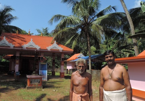 Kottekad Tandan's Kalari and Ayyappa shrine.  Current Tandar Mohanan and son Sudhi Kottekad. 18 Nov 2013.