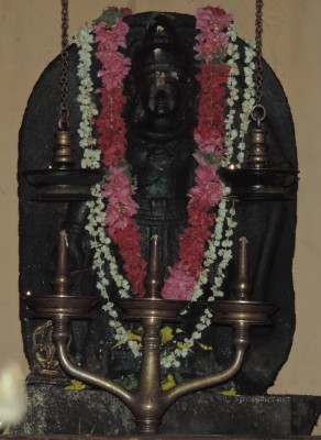 The rare standing Ayyappa idol in granite in Kottekad Tandan Kalari shrine, Kutur, Thrissur.