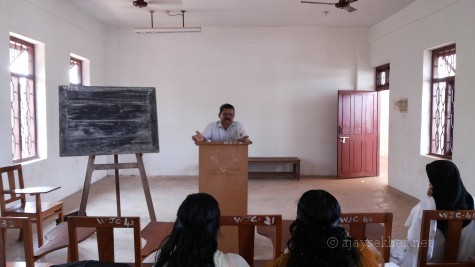 P N Prakash teaching M A English students at S S University Tirur centre in late March 2014
