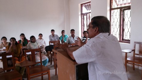 Teaching as an organic expression of freedom and compassion: Prof P N Prakash addressing M A English students at SSUS Tirur regional centre.