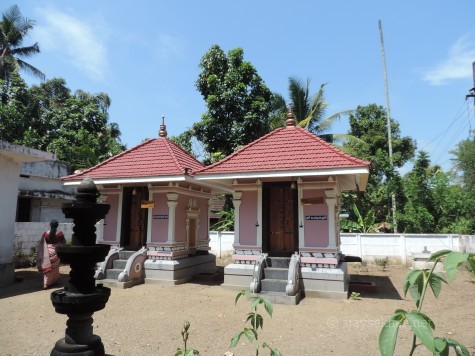 Pagodas in which Perum Tachan (right) and Bhuvaneswari Devi are enshrined at Uliyanur Perum Padanna household.