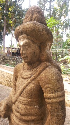 Boddhisatva idol at Vayalvaram, Chempazhanti. Recovered and installed by John Dharma Teerthar some 75 years ago. Mark the minimalist Utariya over the left shoulder.