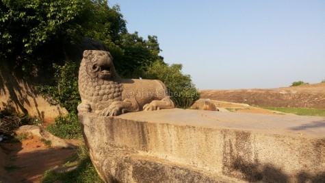 The lion seat or Simhasana at Mamallapuram. The Simhasana was a typical Teravada tradition of worship like the Bo tree