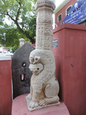A lion pillar at Tiruchirapally Govt Museum, recovered along with the Buddha 1. Dhamma Simhas or lions were key motifs in Buddha Pallys or Viharas