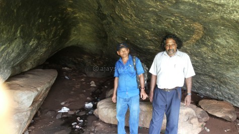 Prehistoric caves at Mupuzha in Palakad. Saifudeen-Krishnakumar in pic.