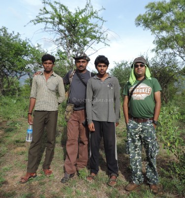 Vishnu Chinnar, Vishnu Kartha, Al Ameen and Ajay Sekher the author at Chinnar, early Sept 2015